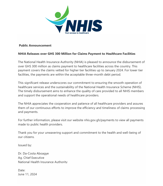 Over GH¢300m disbursed for claims payment to healthcare facilities - NHIA 1 NHIA Channel1 News Over GH¢300m disbursed for claims payment to healthcare facilities - NHIA