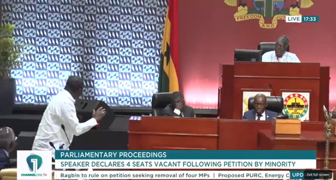 Parliament Majority walks out after Speaker's ruling declaring four