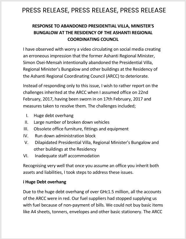 Screenshot 2025 01 13 224401 Channel1 News A/R: Presidential Villa was abandoned because of financial constraints - Osei-Mensah