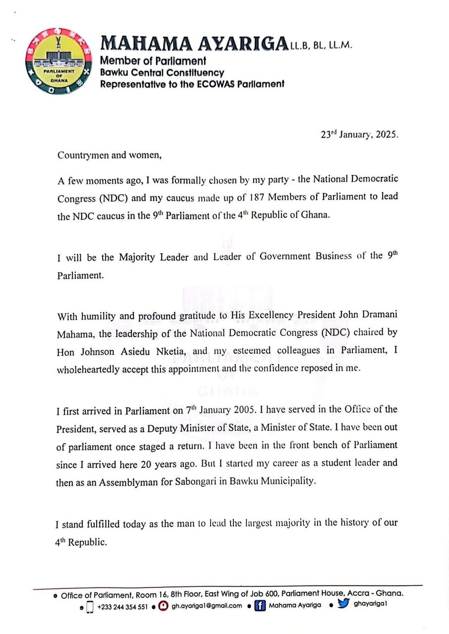 WhatsApp Image 2025 01 23 at 11.04.13 8a2c39c1 Channel1 News Mahama Ayariga named Majority Leader