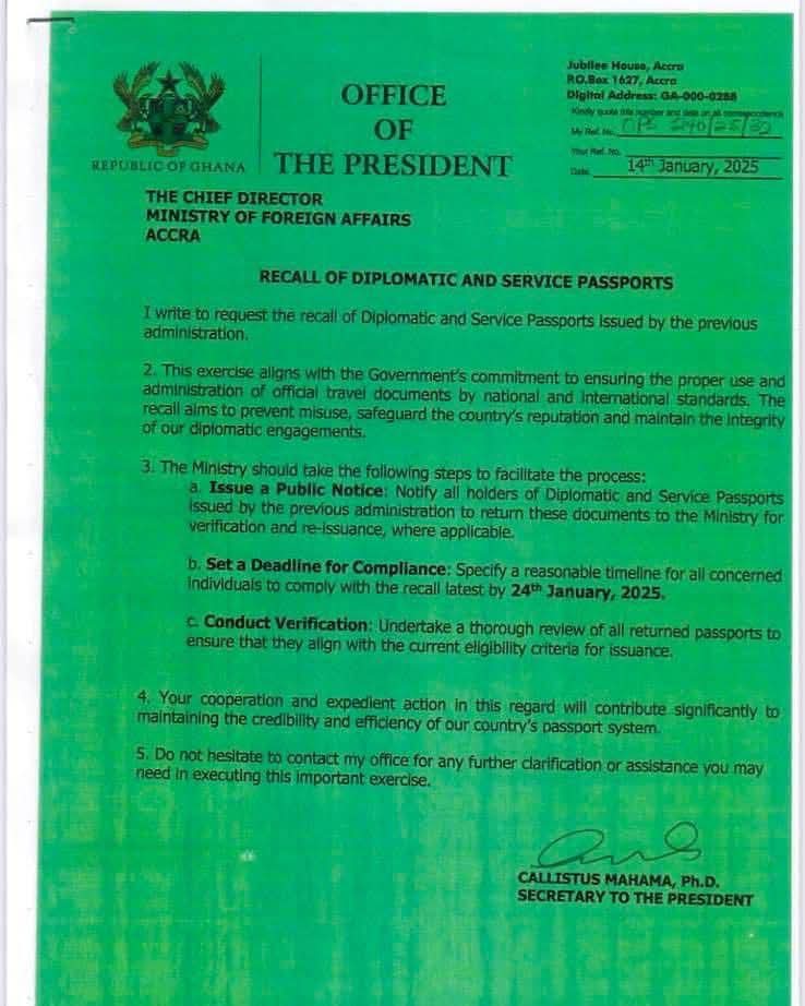 WhatsApp Image 2025 01 26 at 10.35.57 e9f02541 Channel1 News Foreign Affairs Ministry receives 381 diplomatic passports after Presidential directive