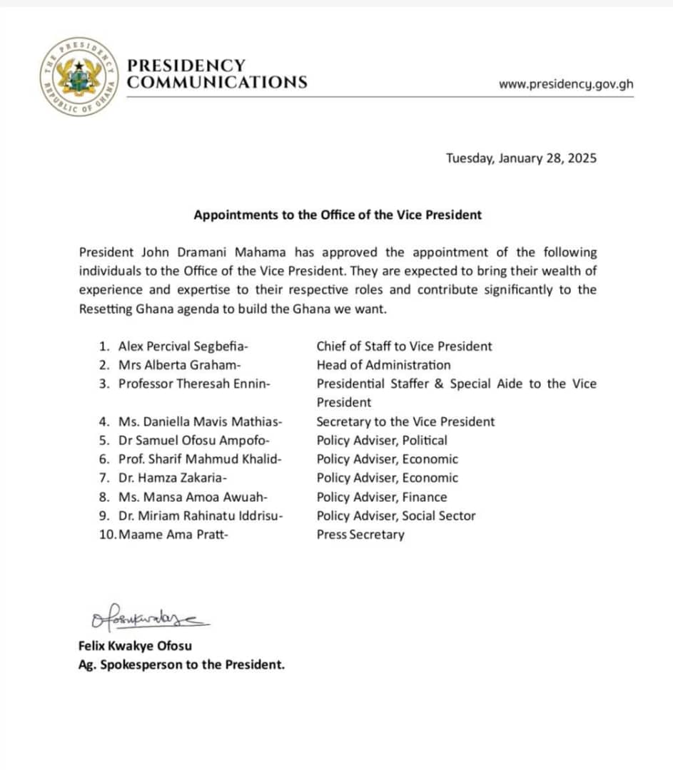 vice 2 Channel1 News Alex Segbefia, Ofosu Ampofo appointed to Vice President's Office