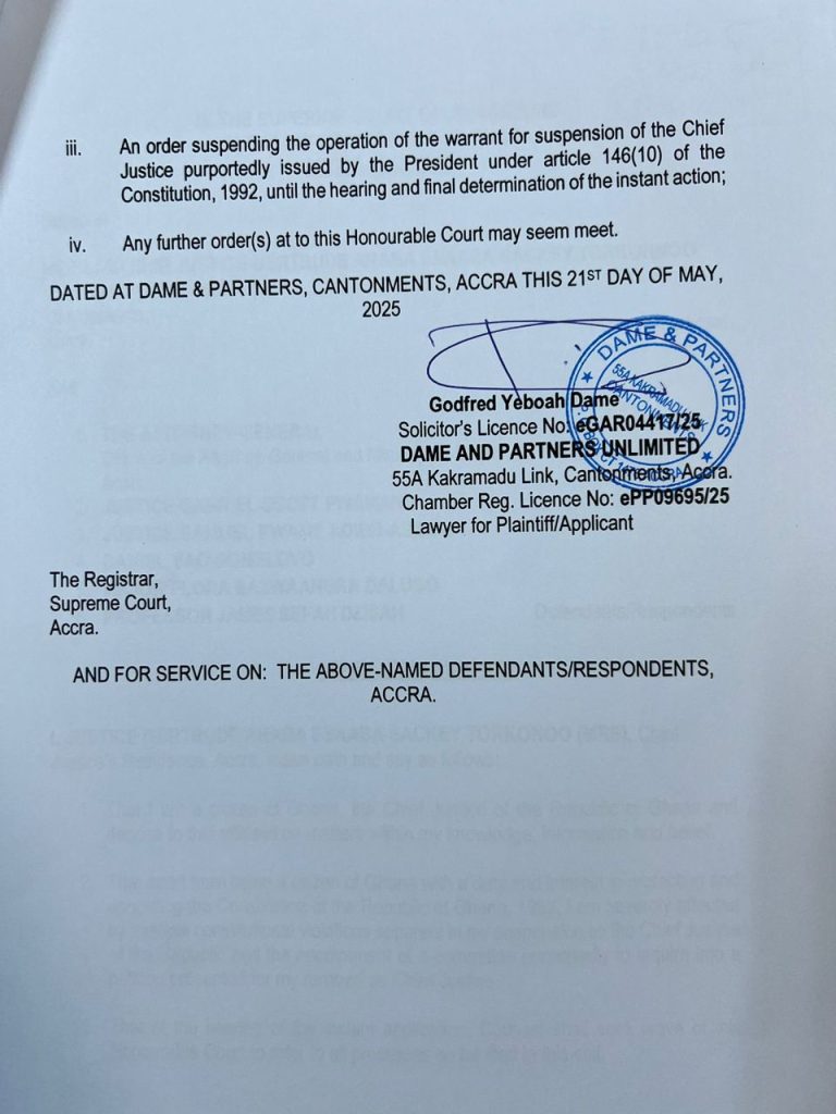CJ Torkornoo files Supreme Court injunction to halt Presidential Committee inquiry 2 WhatsApp Image 2025 05 21 at 17.49.13 d37b52b1 Channel1 News CJ Torkornoo files Supreme Court injunction to halt Presidential Committee inquiry